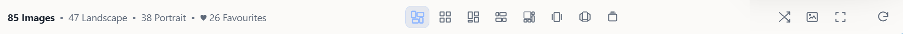 GalleryStudio toolbar showing collection filters, gallery selection and viewing controls